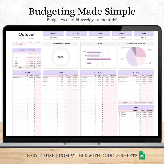 Budgeting template for Excel & Google Sheets (all currencies)